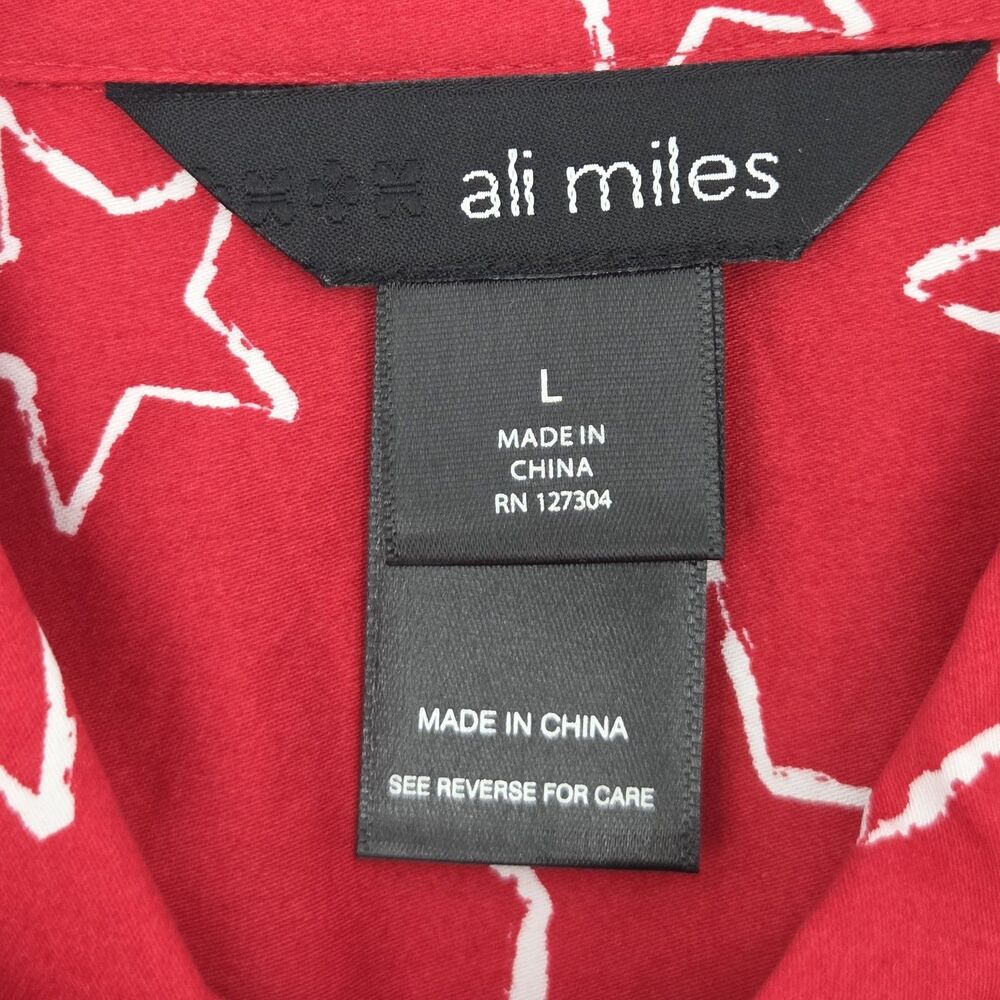 Ali Miles Button Up Down Tunic Top Blouse - Star Multi Womens Size L Lagenlook - Picture 4 of 9